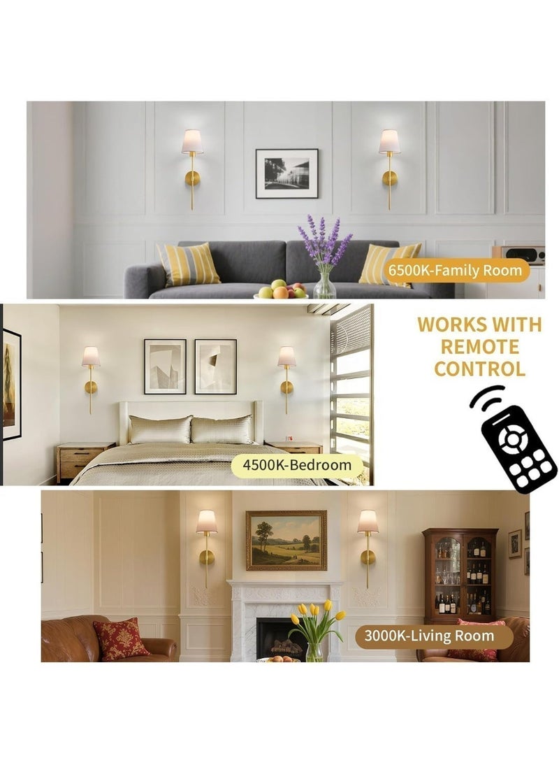 TELANPU 2 Pcs Battery Operated Wall Sconces, Gold Rechargeable Wireless Wall Lights with Detachable Dimmable RGB LED Bulbs, Remote Control, 12 RGB Colors , 3 Color Temperatures & 3-Level Timer, Cordless Wall Lamps for Wall Painting, Living Room, Bedroom, Hallway, Bathroom , Night Light - Image 4